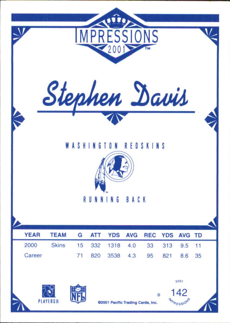 2001 Pacific Impressions Retail #142 Stephen Davis back image