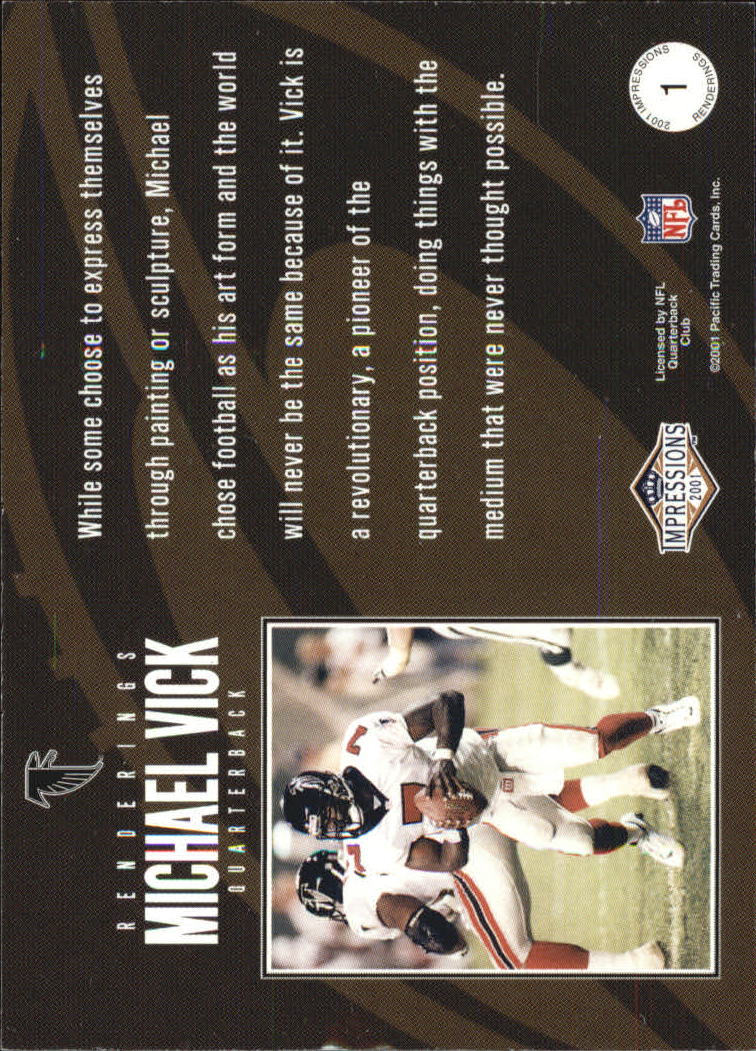 2001 Pacific Impressions Renderings #1 Michael Vick back image