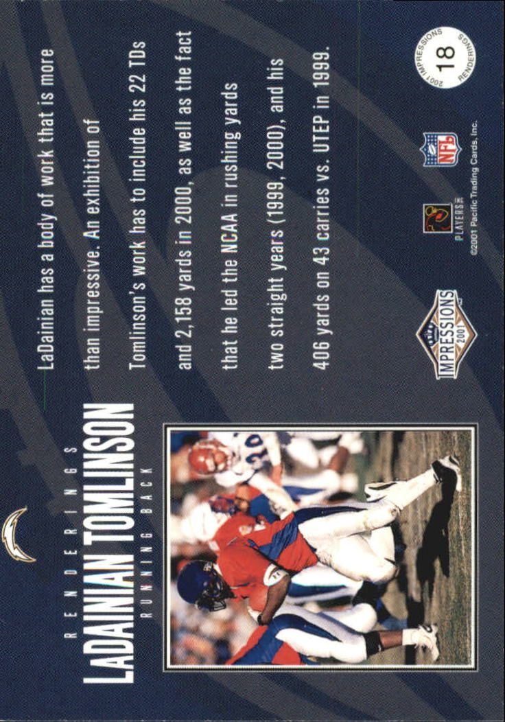 2001 Pacific Impressions Renderings #18 LaDainian Tomlinson back image