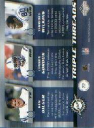 2001 Pacific Impressions Triple Threads #22 Ken Dilger/Lennox Gordon/Terrence Wilkins back image