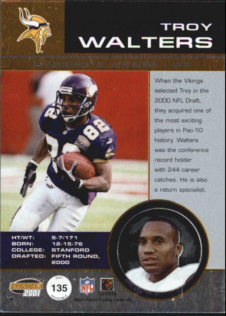 2001 Pacific Invincible #135 Troy Walters back image