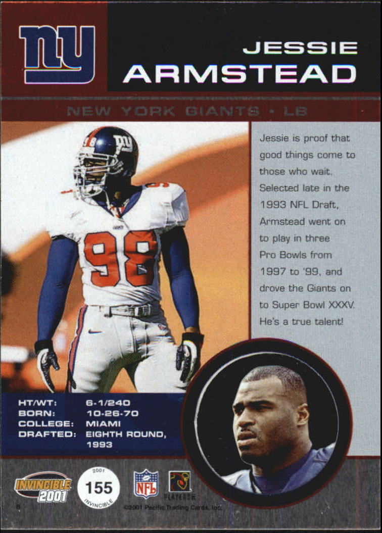 2001 Pacific Invincible #155 Jessie Armstead back image