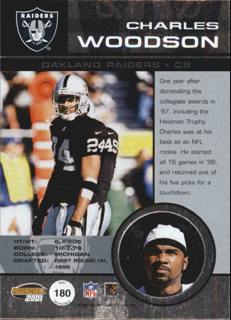 2001 Pacific Invincible #180 Charles Woodson back image