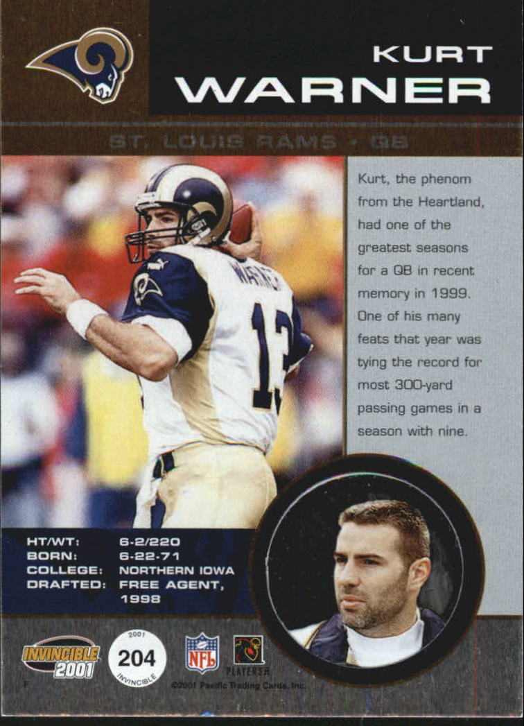 2001 Invincible (Pacific) Football "Main Set" Cards - Picture 19 of 27