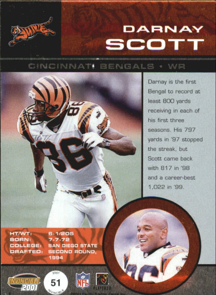 2001 Pacific Invincible Red #51 Darnay Scott JSY back image