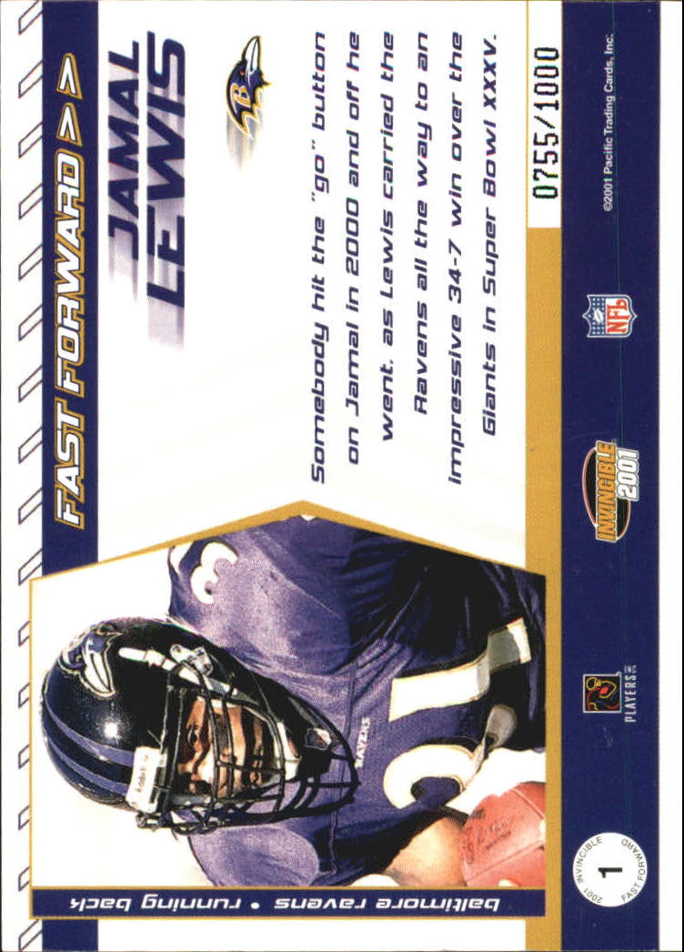 2001 Pacific Invincible Fast Forward #1 Jamal Lewis back image