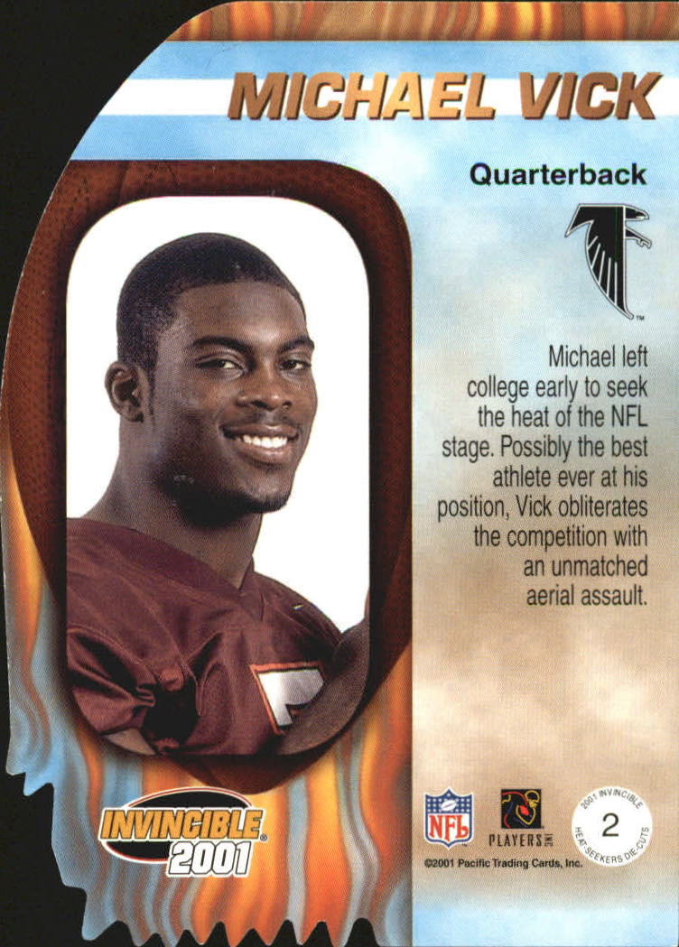 2001 Pacific Invincible Heat Seekers #2 Michael Vick back image
