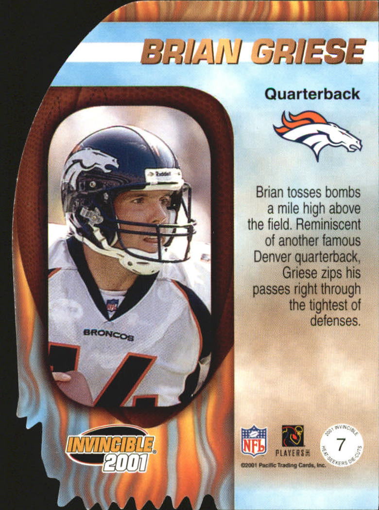 2001 Pacific Invincible Heat Seekers #7 Brian Griese back image