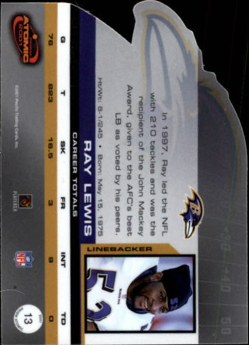 2001 Pacific Prism Atomic #13 Ray Lewis back image