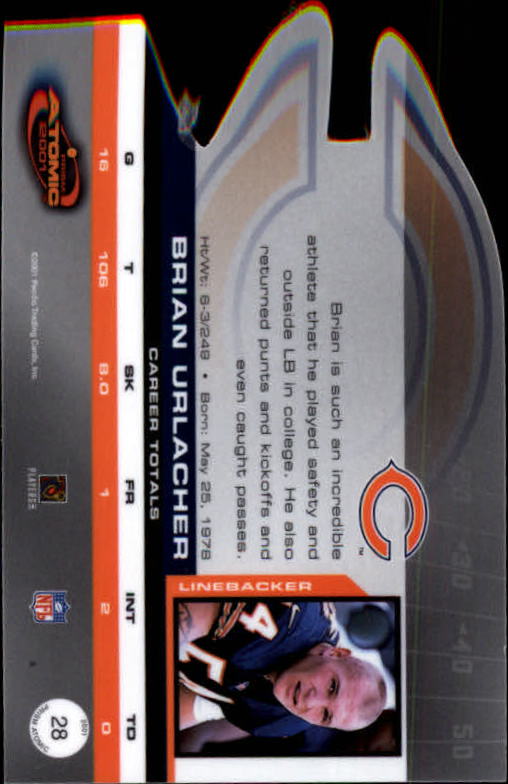 2001 Pacific Prism Atomic #28 Brian Urlacher back image