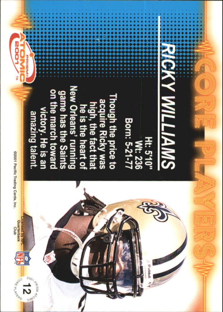 2001 Pacific Prism Atomic Core Players #12 Ricky Williams back image