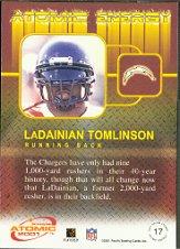 2001 Pacific Prism Atomic Energy #17 LaDainian Tomlinson back image