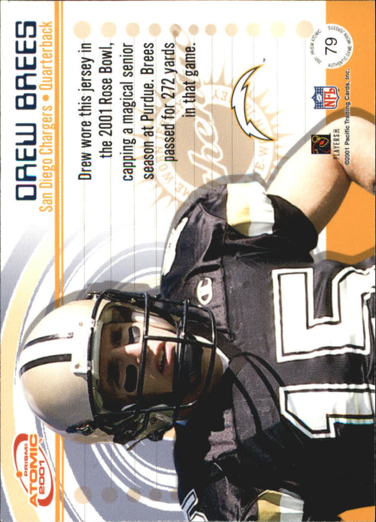 2001 Pacific Prism Atomic Jerseys #79 Drew Brees back image