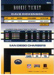 2001 Playoff Contenders #194 Dave Dickenson AU/300* RC back image