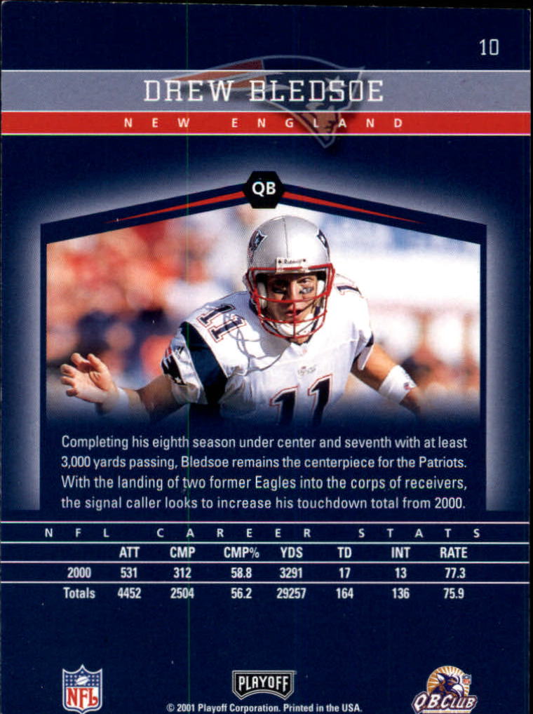 2001 Playoff Honors #10 Drew Bledsoe back image