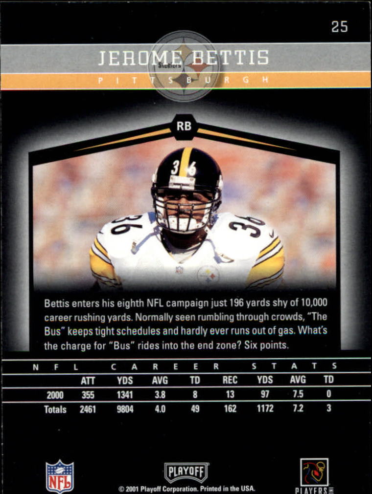2001 Playoff Honors #25 Jerome Bettis back image