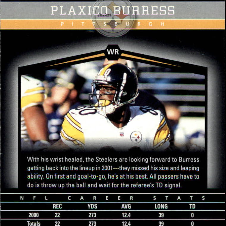 2001 Playoff Honors #27 Plaxico Burress back image