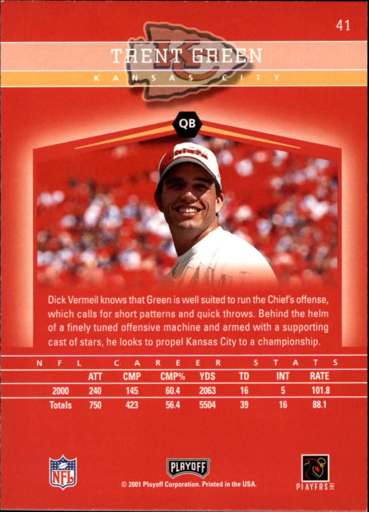 2001 Playoff Honors #41 Trent Green back image