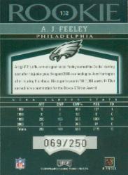 2001 Playoff Honors #102 A.J. Feeley RC back image