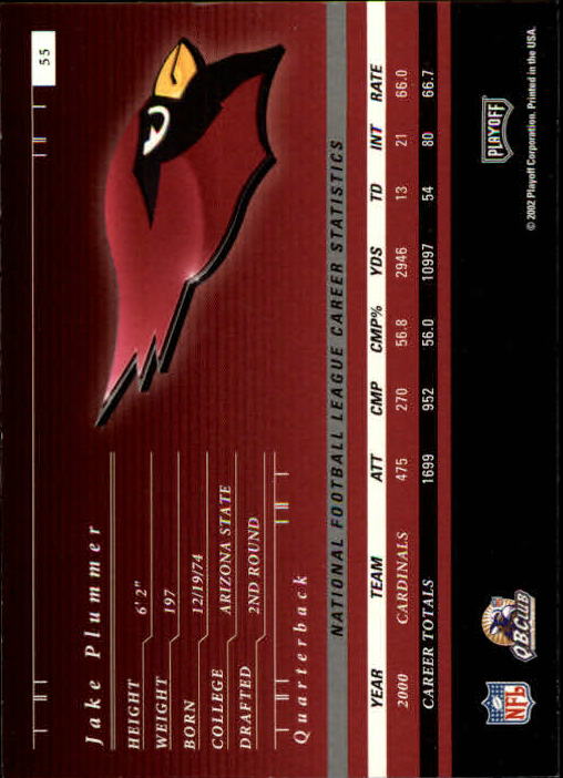 2001 Playoff Preferred #55 Jake Plummer back image