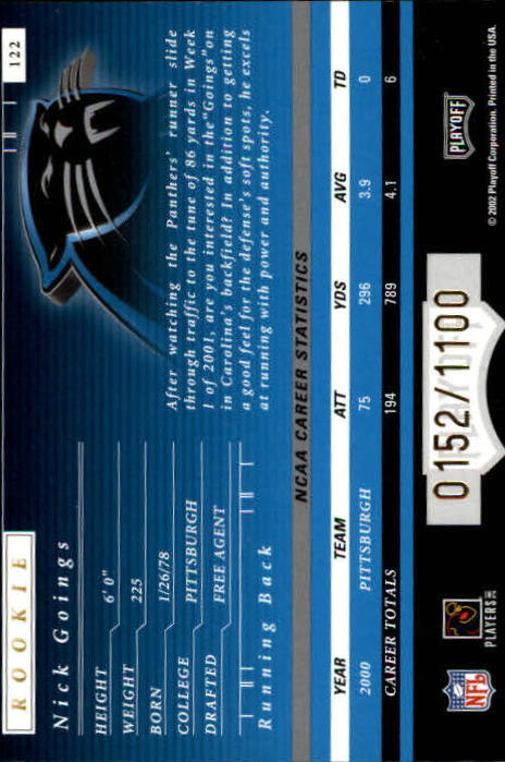 2001 Preferred (Playoff) Football Cards - Picture 31 of 43