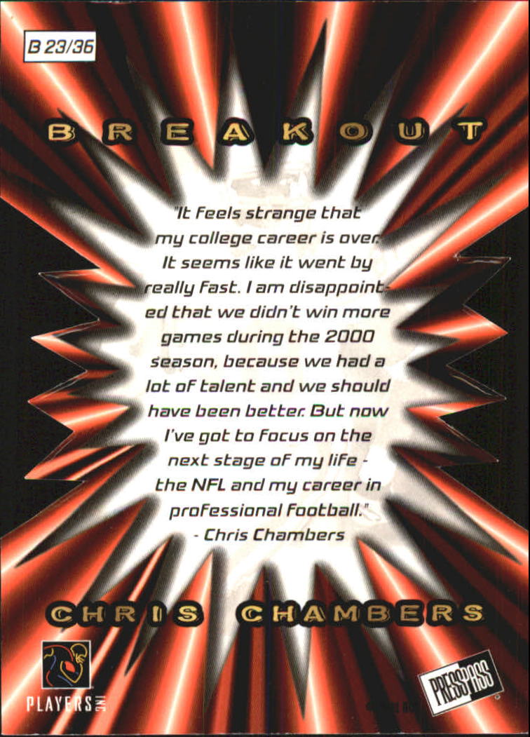 2001 Press Pass Breakout #B23 Chris Chambers back image
