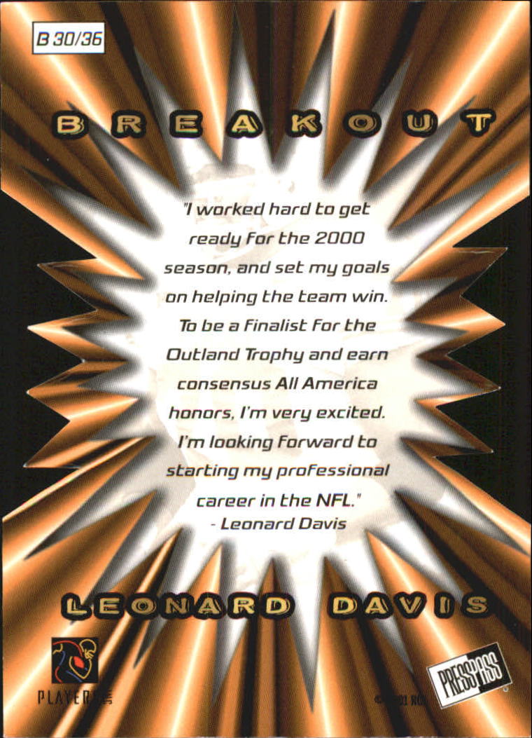 2001 Press Pass Football "Insert" Cards - Picture 35 of 59