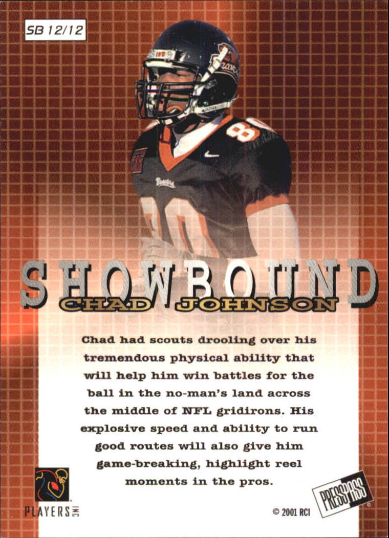 2001 Press Pass Showbound #SB12 Chad Johnson back image