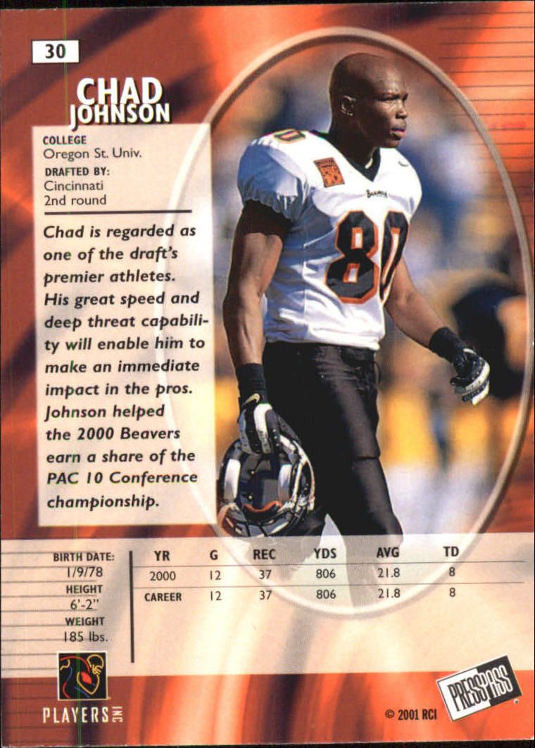 2001 Press Pass SE #30 Chad Johnson back image