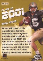 2001 Press Pass SE Class of 2001 #CL8 Drew Brees back image