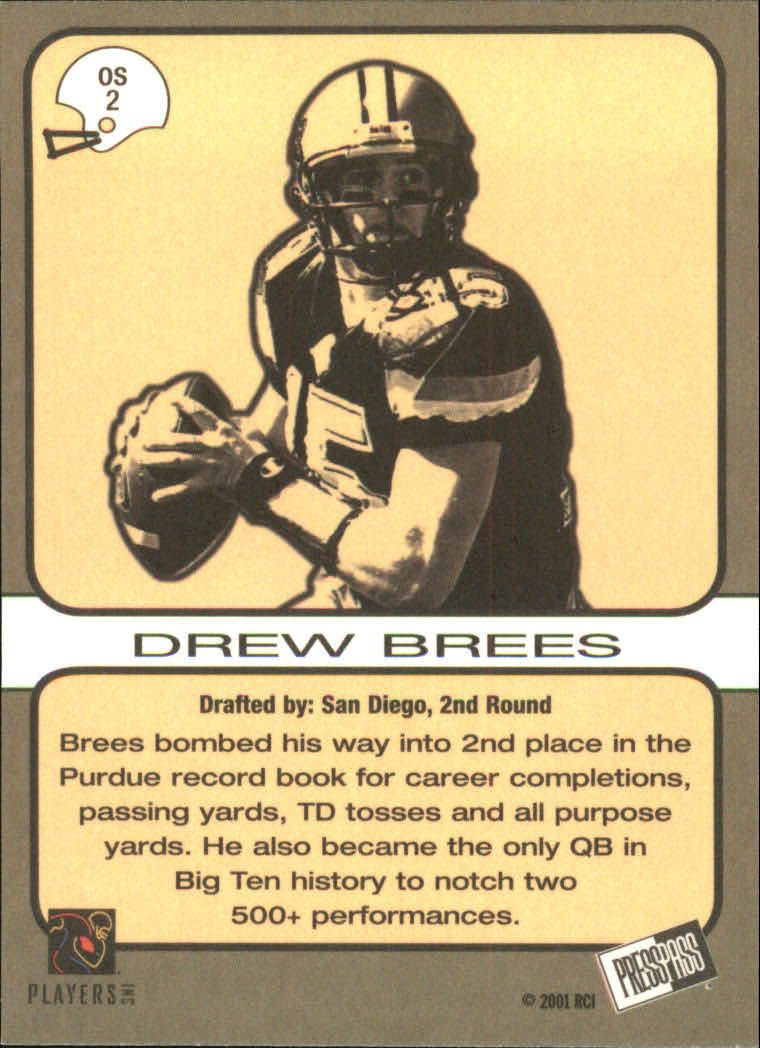 2001 Press Pass SE Old School #OS2 Drew Brees back image