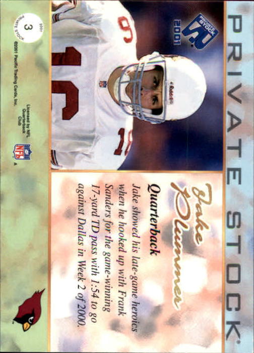 2001 Private Stock #3 Jake Plummer back image