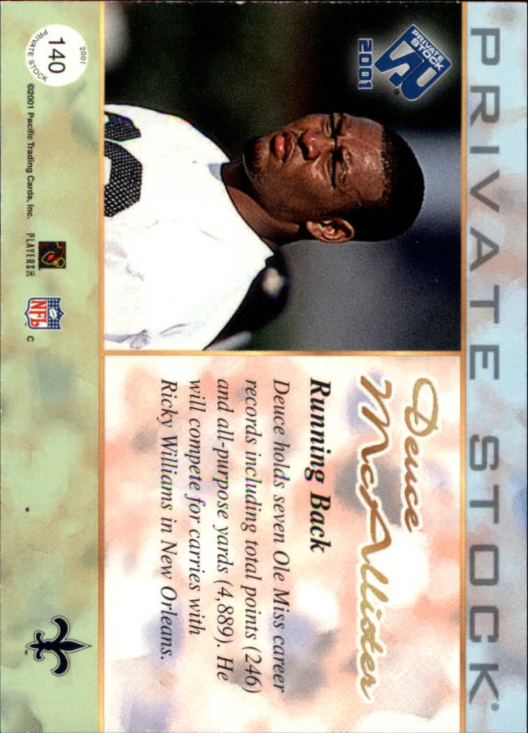 2001 Private Stock Retail #140 Deuce McAllister RC back image