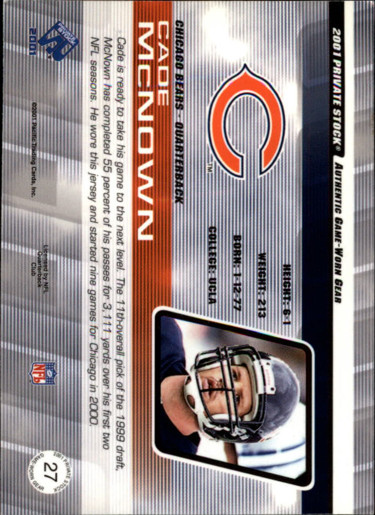 2001 Private Stock Game Worn Gear #27 Cade McNown back image