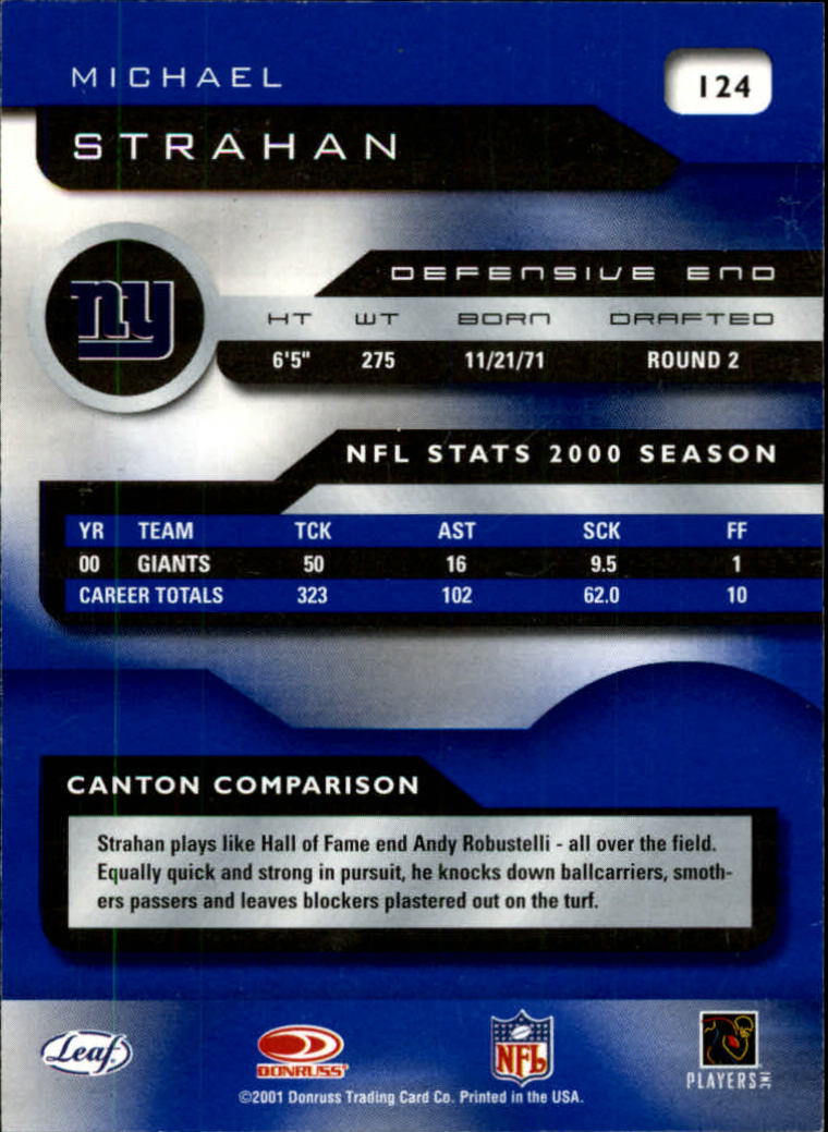 2001 Quantum Leaf #124 Michael Strahan