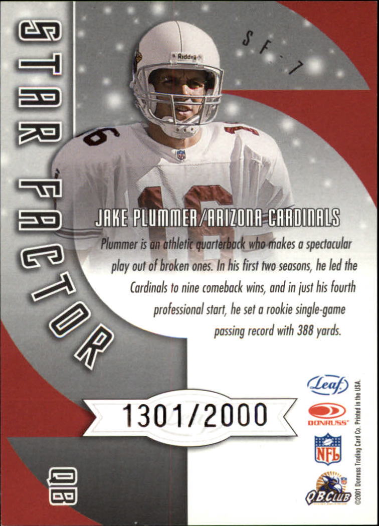 2001 Quantum Leaf Star Factor #SF7 Jake Plummer back image