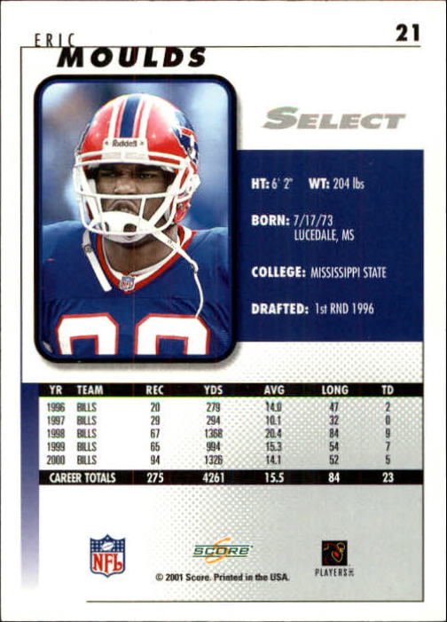 2001 Select #21 Eric Moulds back image