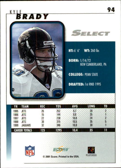 2001 Select #94 Kyle Brady back image