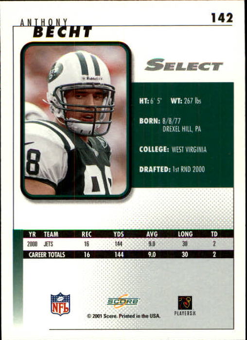 2001 Select #142 Anthony Becht back image