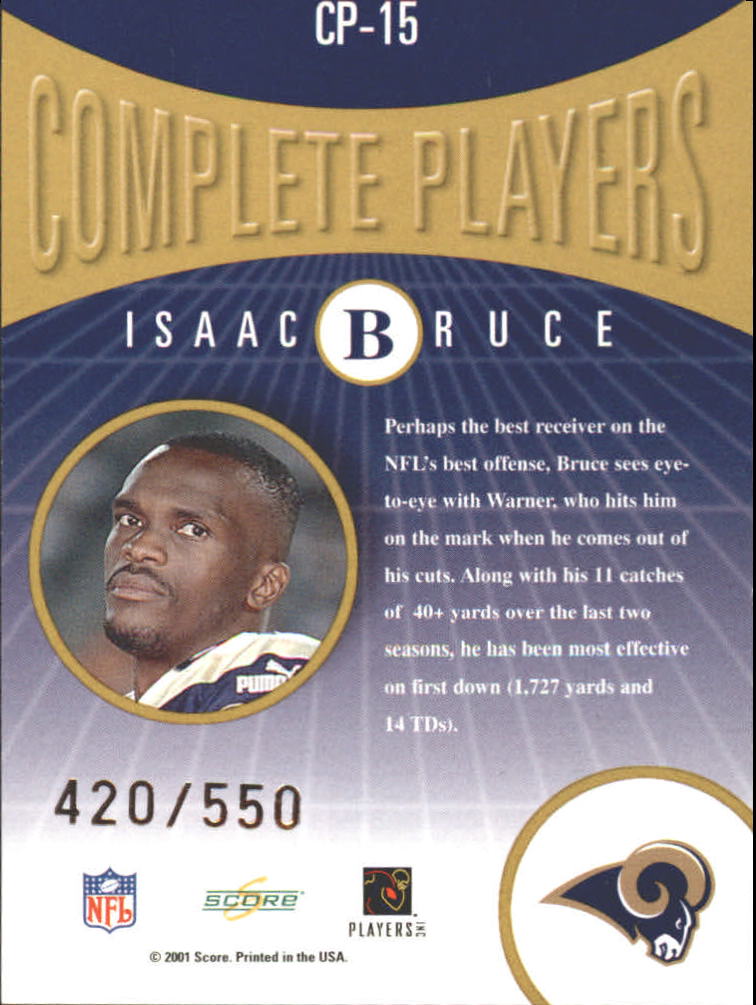 2001 Select Complete Players #CP15 Isaac Bruce back image