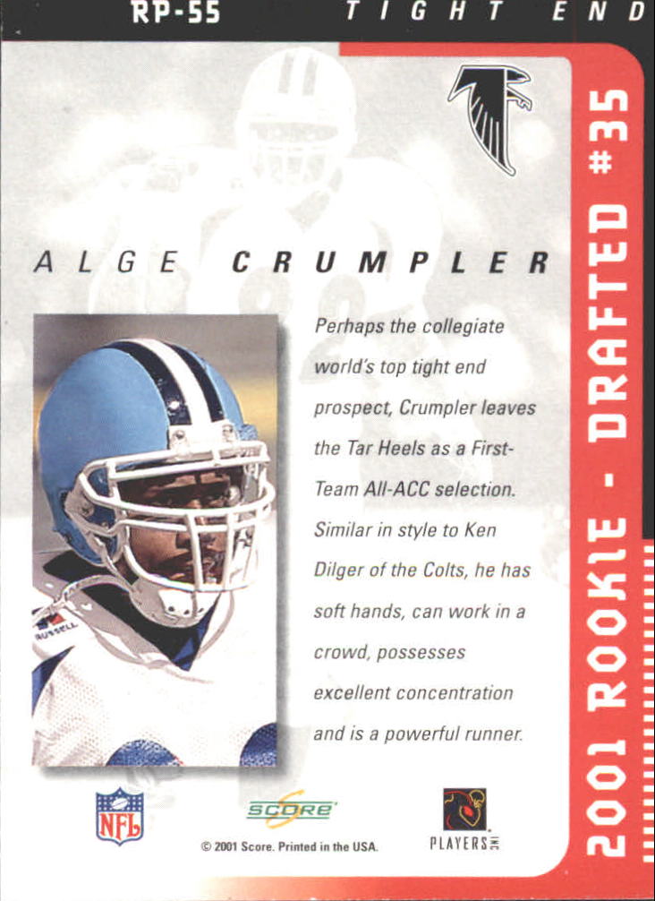 2001 Select Rookie Preview Autographs #RP55 Alge Crumpler/750 back image
