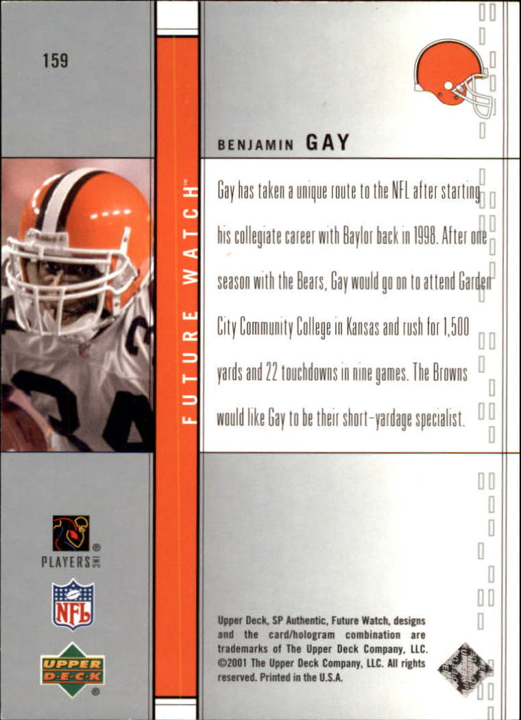 2001 SP Authentic #159 Benjamin Gay RC back image