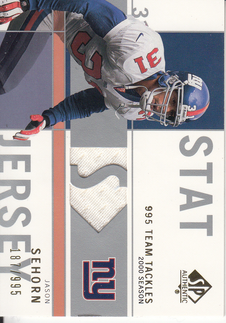 2001 Upper Deck SP Authentic Jason Sehorn Stat Jersey Relic Card 533/995  #1388162