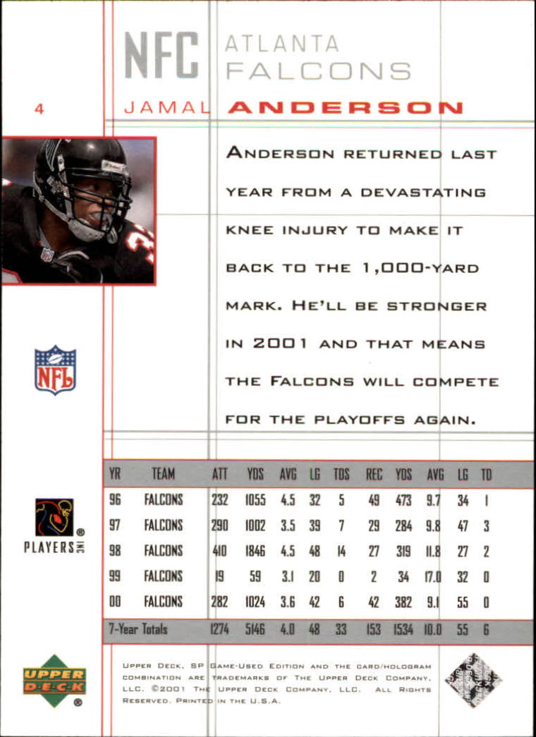 2001 SP Game Used Edition #4 Jamal Anderson back image