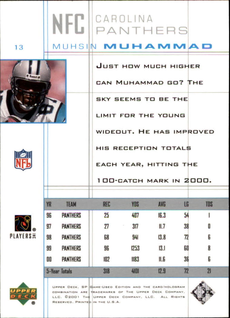 2001 SP Game Used Edition #13 Muhsin Muhammad back image
