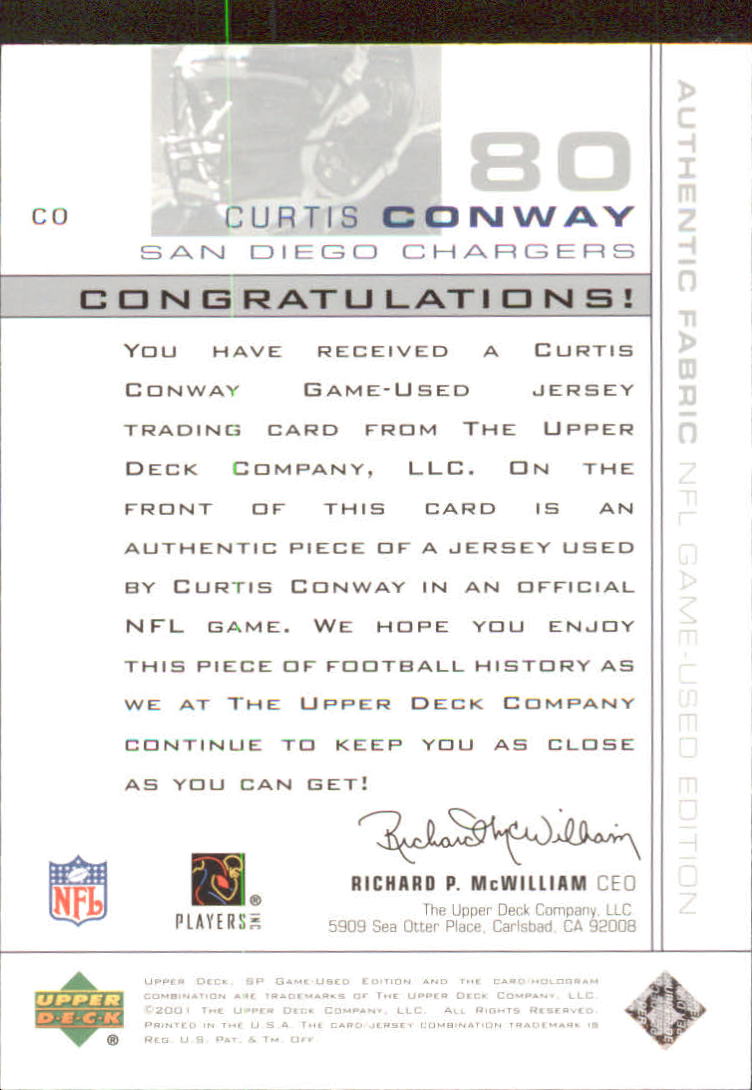 2001 SP Game Used Edition Authentic Fabric #CO Curtis Conway back image