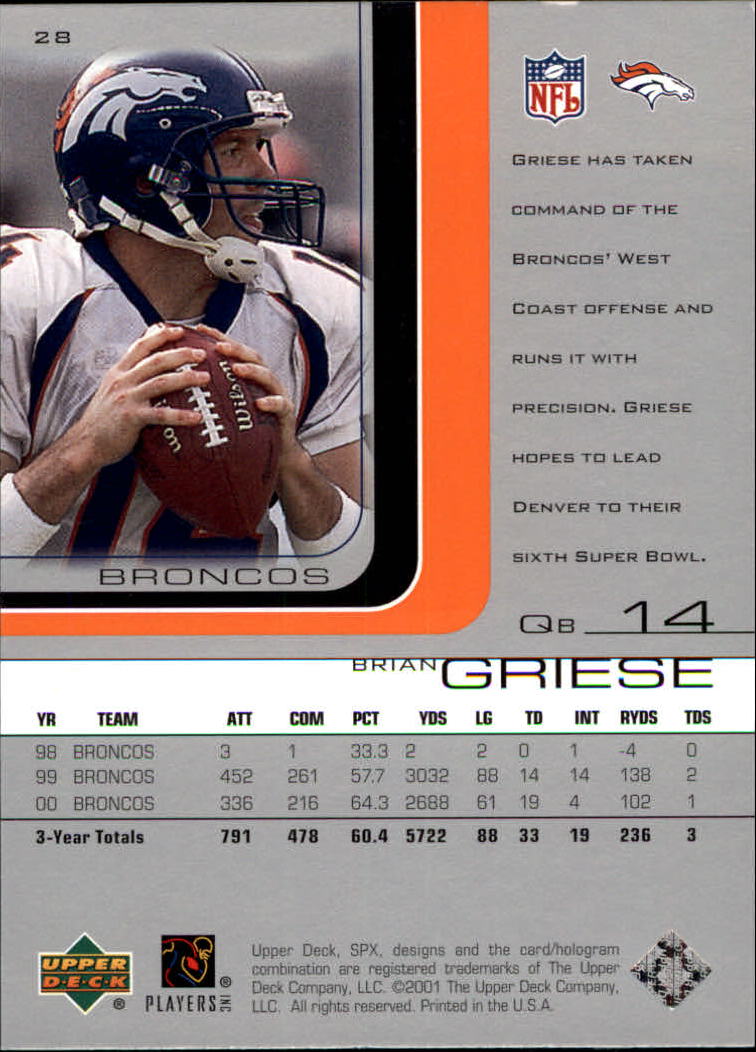 A9691- 2001 SPx Football Card #s 1-133 +Rookies -You Pick- 15+ FREE US SHIP - Picture 53 of 163