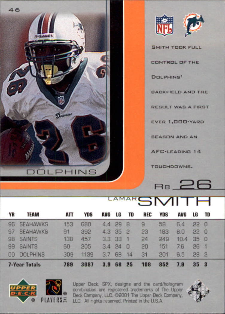 2001 SPx #46 Lamar Smith back image