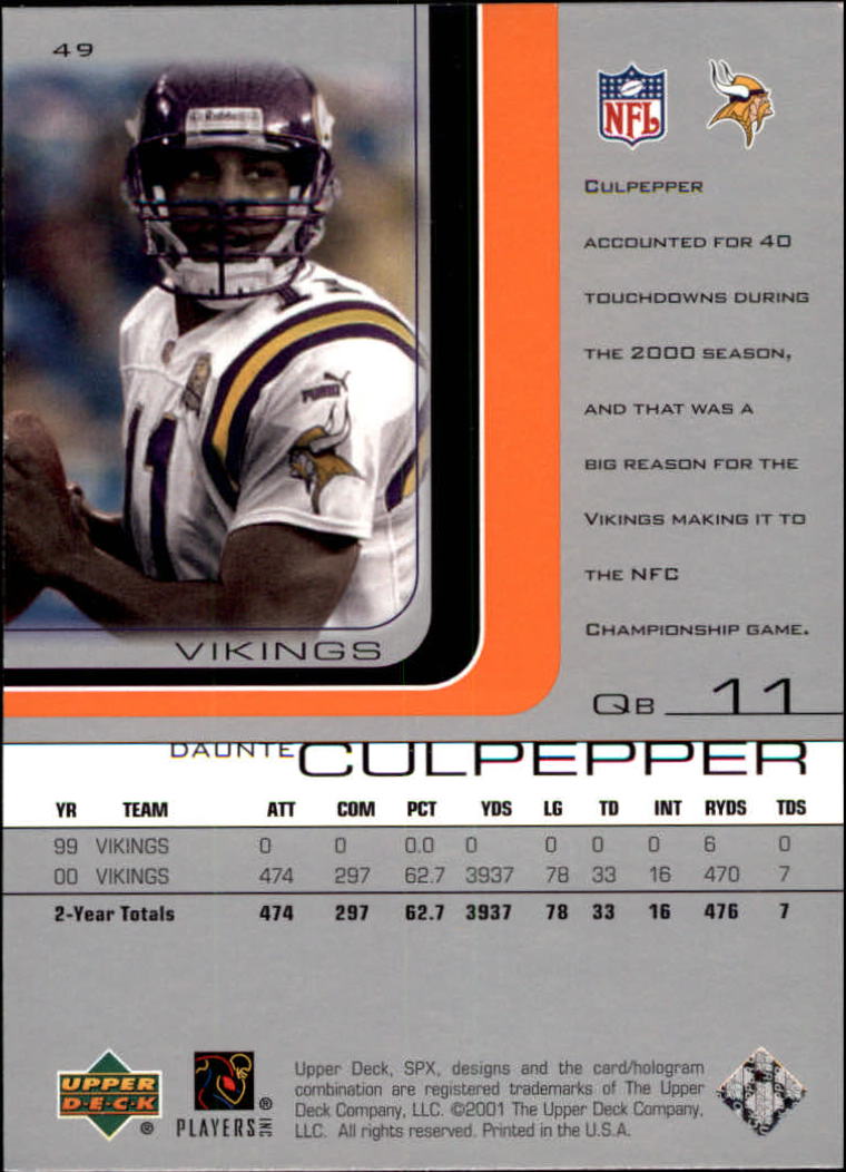 A9691- 2001 SPx Football Card #s 1-133 +Rookies -You Pick- 15+ FREE US SHIP - Picture 87 of 163