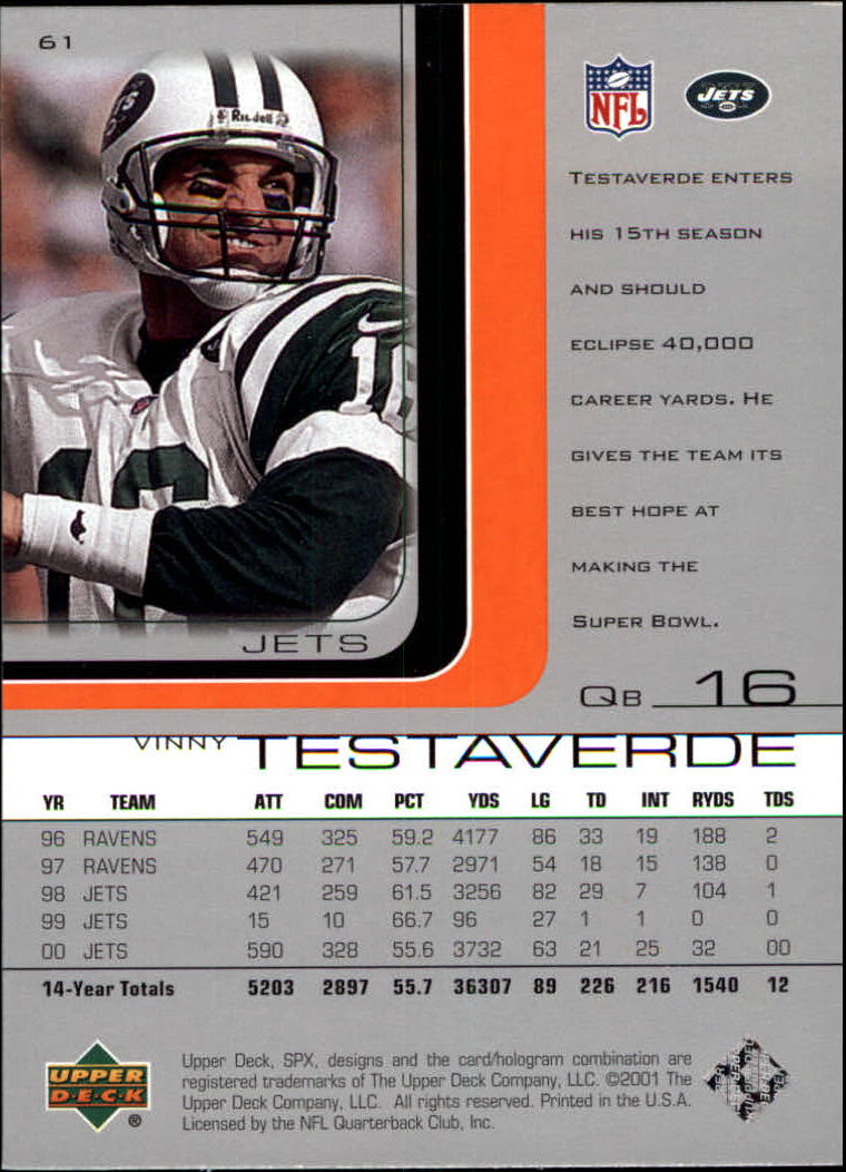 A9691- 2001 SPx Football Card #s 1-133 +Rookies -You Pick- 15+ FREE US SHIP - Picture 109 of 163